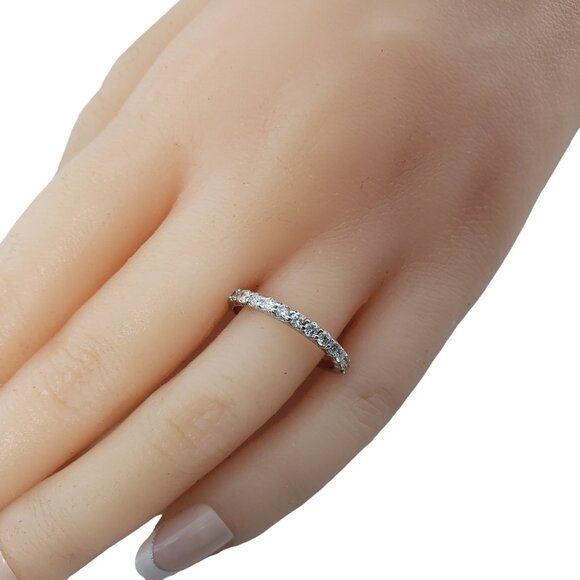 Vintage 10 Karat White Gold and Diamond Band Ring Size 7.25 #15470 - Picture 7 of 7